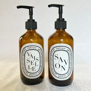 Amber Glass Aesop Diptyque-style Custom Pump Bottles Savon Vaiselle